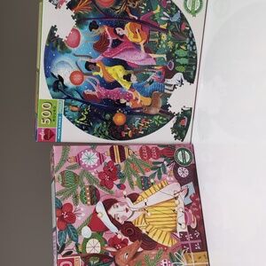 Eeboo 500 Piece Set Of 2 Jigsaw Puzzles Like New.